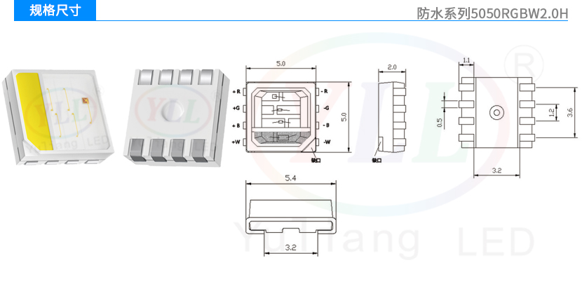 防水系列5050RGBW2.0H规格尺寸